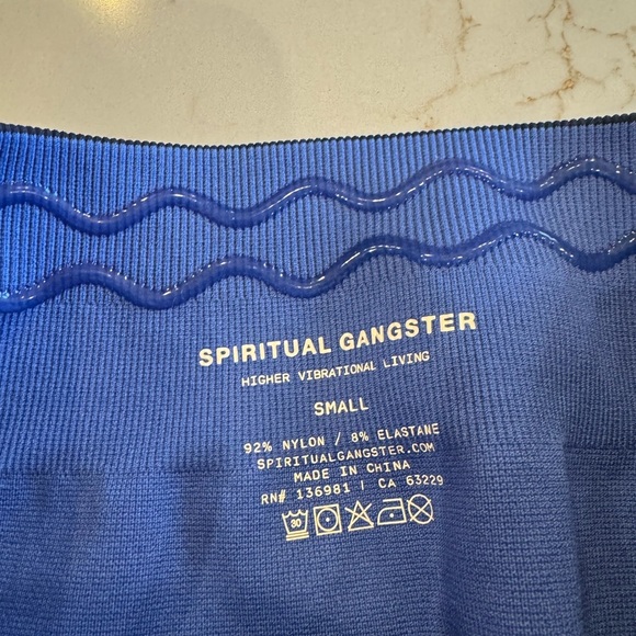 Spiritual Gangster Vibrant Blue Ribbed Legging Interior Grip / small - Picture 4 of 7